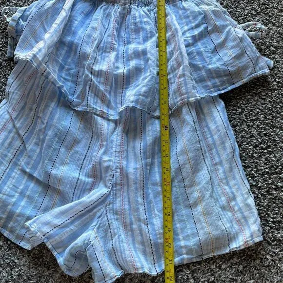 Madewell Romper Womens Small Blue White Striped Layered Adjustable Strap Artsy - Picture 6 of 6